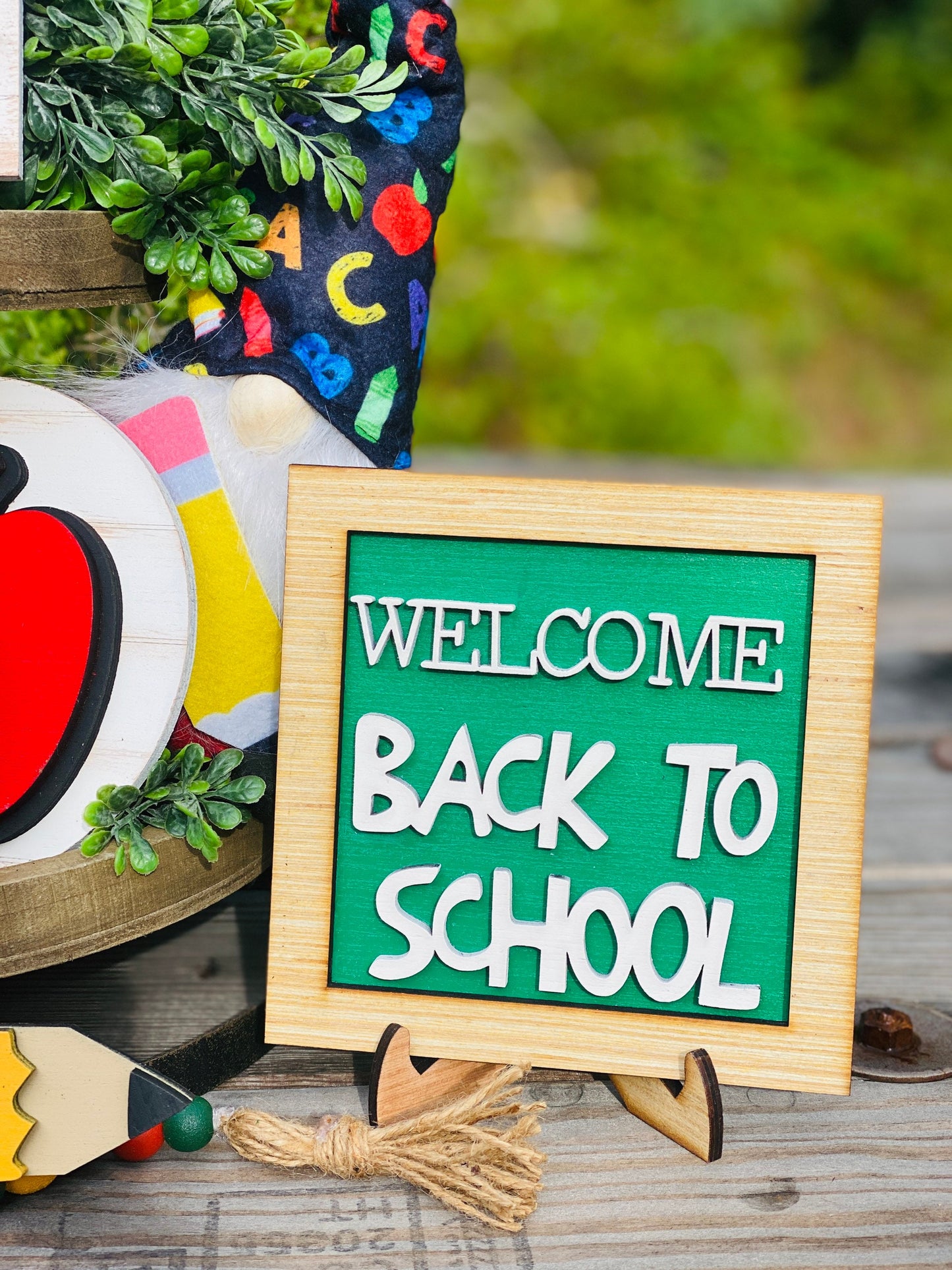 Back to school tiered tray set, mini signs, teacher decor, classroom decor, homeschool, virtual school, gifts for teachers, gift for mom